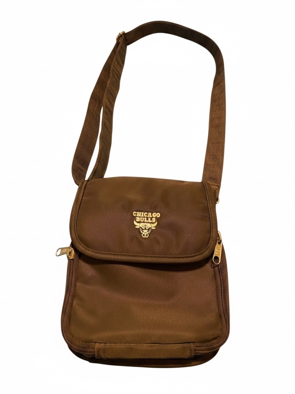 Brown Crossbody Shoulder Bag with Gold Logo